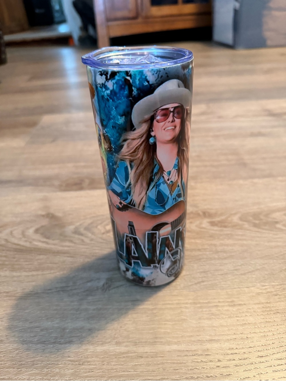 Blue Graphic Travel Tumbler with Clear Lid